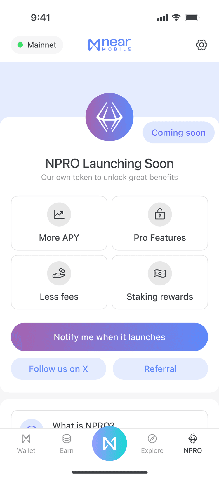 NPro launching soon screen