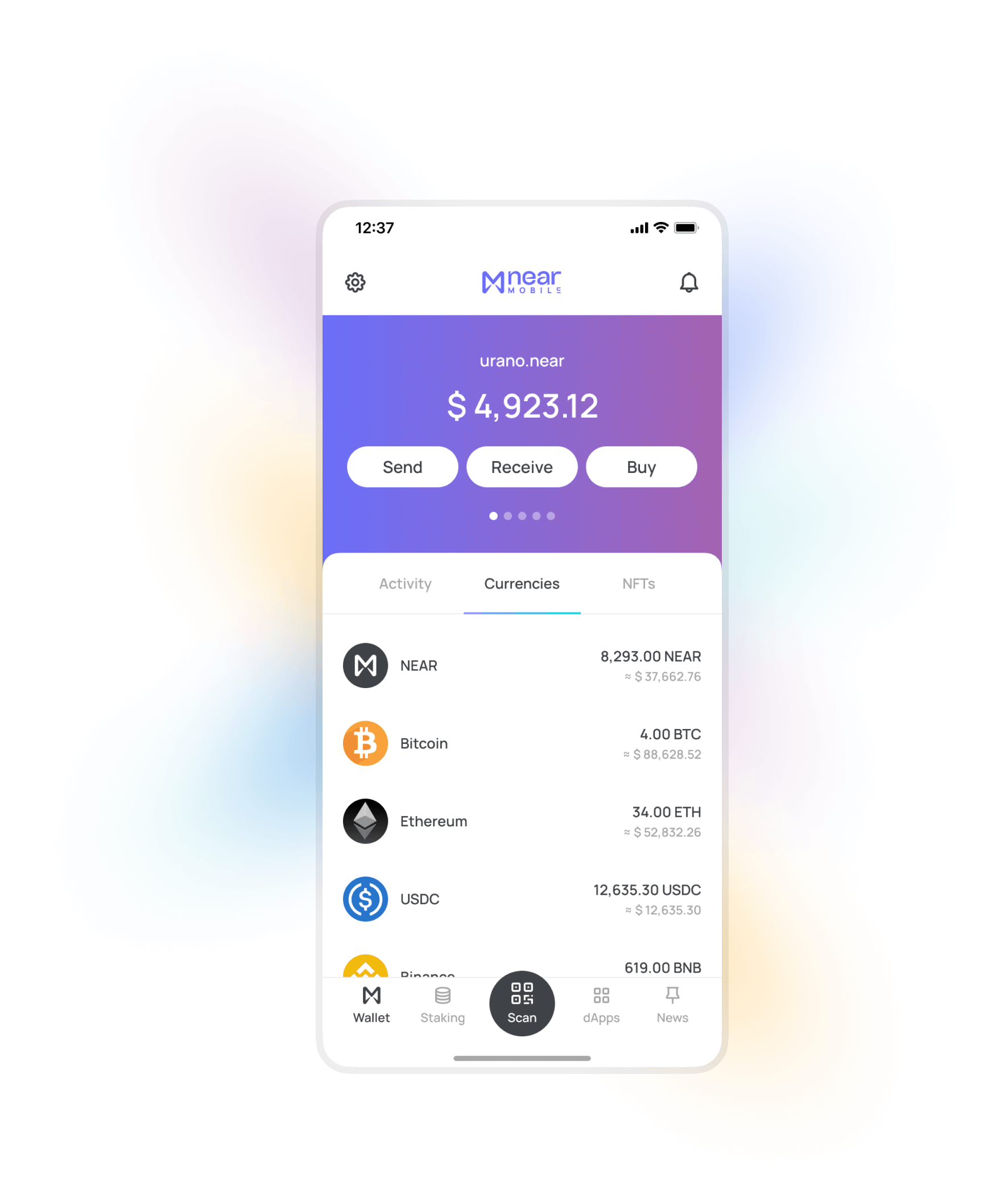NEAR Mobile Wallet cryptocurrency list